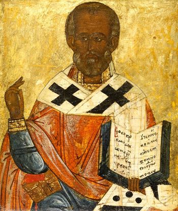 Orthodox icon of Akathist to St Nicholas